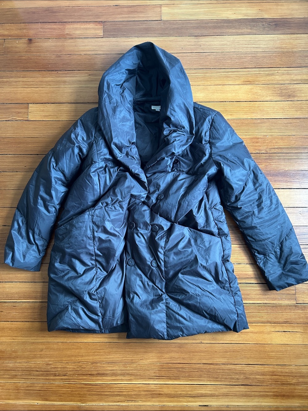 Garnet Hill Black Quilted Down Jacket